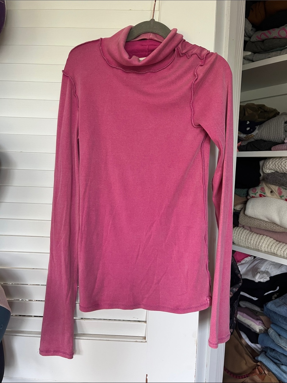 We The Free Good Good Turtleneck Long Sleeve Top in Pink NWOT